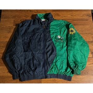 Vintage Pro Player Notre Dame Fighting Irish Windbreaker Jacket Colorblock 90s